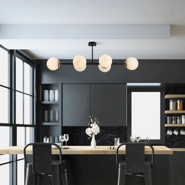 Fulgor kroonluchter | metalen frame | glazen kap | 110cm groot | zwart antiek crème