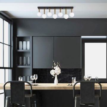 Fulgor kroonluchter | metalen frame | glazen kap | 82 x 10 x 26cm | zwart antiek wit