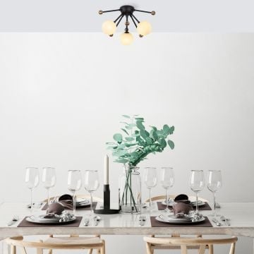 Fulgor kroonluchter | metalen frame | glazen kap | 40x40x23cm | zwart antiek