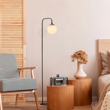 Fulgor vloerlamp | metalen frame | glazen kap | 27x27x146cm | zwart crème