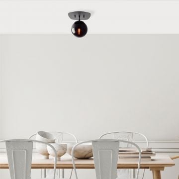 Fulgor kroonluchter | zwart | metalen behuizing en glazen kap