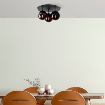 Fulgor kroonluchter | metalen behuizing | glazen kap | zwart