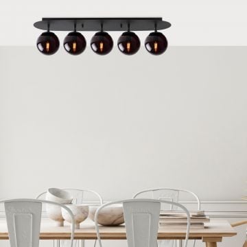 Fulgor kroonluchter | metalen behuizing | glazen kap | zwart
