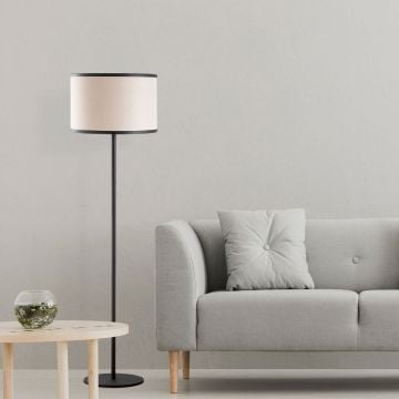 Fulgor vloerlamp | metalen frame | stoffen kap | 40cm diameter | 156cm hoogte | zwart wit