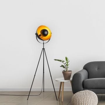 Fulgor Metalen Vloerlamp - Elegant Zwartgoud Ontwerp