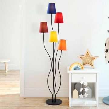 Fulgor vloerlamp | metalen frame | stoffen kap | veelkleurig
