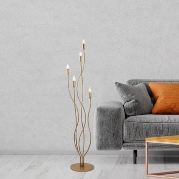 Fulgor Metalen Vloerlamp - Goud, 35x35x155 cm