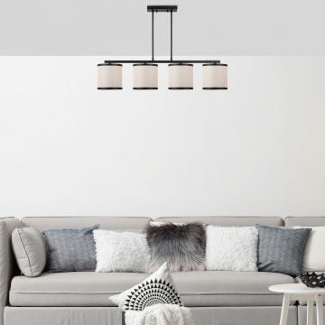 Fulgor kroonluchter | metalen frame | stoffen kap | 20 cm diameter | verstelbare hoogte | zwart wit