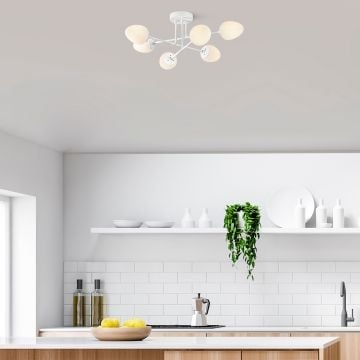 Fulgor kroonluchter | metalen behuizing | glazen kap | wit