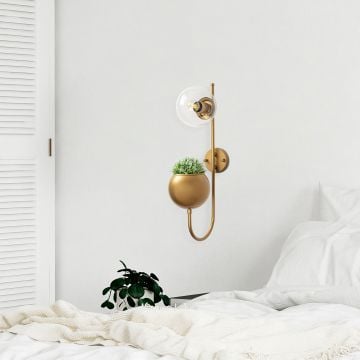 Fulgor wandlamp | metalen behuizing | glazen kap | glanzend goud