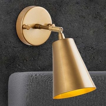 Fulgor Wandlamp | Metalen kap en glazen kap | Goud | 10x26x21 cm