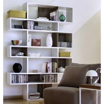 Boekenkast Lisbon | 155 x 34 x 220 cm | White walnut