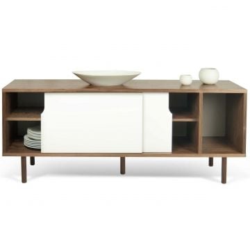 Dressoir Danny 165cm - wit/walnoot - houten pootjes