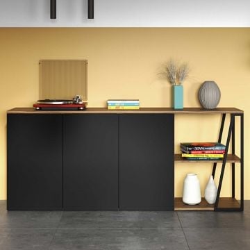 Dressoir Albi 190cm - walnoot/zwart