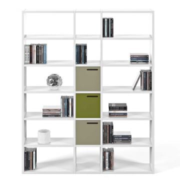 Boekenkast Pombal 18 vakken breed - wit