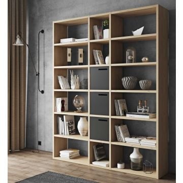 Boekenkast Pombal 18 vakken breed - eik