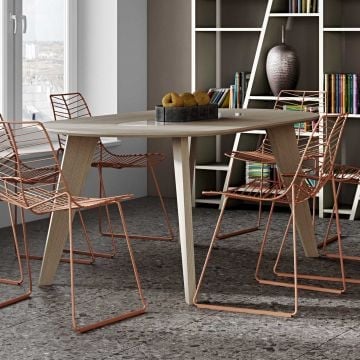 Eettafel Lago 180x100 - eik/wit marmer
