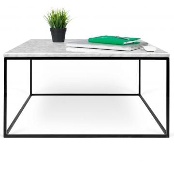 Salontafel Gleam 75x75 - wit marmer/staal