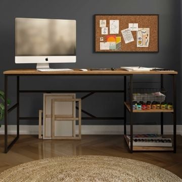 Locelso Studiebureau | 100% Melamine | 18mm Dikte | Metalen Frame | Atlantic Pine