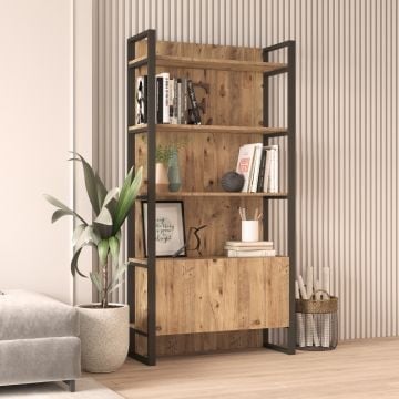 Boekenplank Locelso | 100% Melamine | Metalen Frame | Atlantisch Grenen