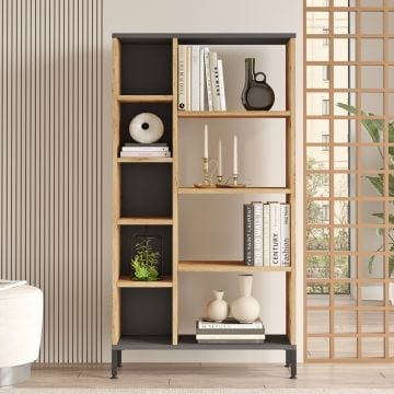 Boekenplank Locelso | 72 x 25,5 x 133 cm | Atlantic Pine Anthracite