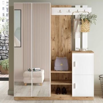 Elegante kapstok met opbergruimte | 100% Melamine coating | Atlantic Pine Wit