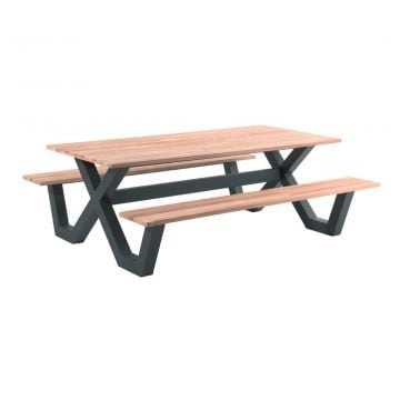 Picknicktafel Charles 220x100 - zwart/teak