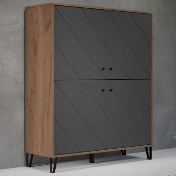 Hoge kast Montez | 123 x 40 x 136 cm | Antraciet front