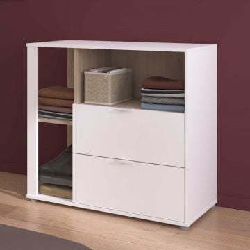 Commode Hardy - 91x40x83cm - 2 lades - wit/eik
