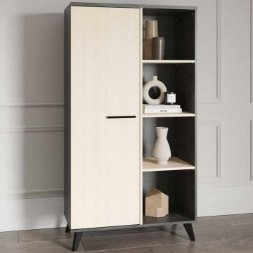 Buffetkast Kent - 83x39x154cm - 1 deur - eikdecor/antraciet