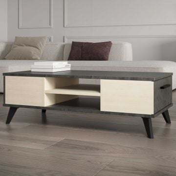Salontafel Kent - 107x50x35cm - met opbergruimte - eikdecor/antraciet