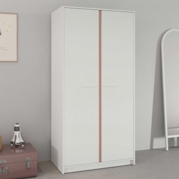 Kledingkast Reverso - 88x50x181cm - 2 deuren - wit/roze