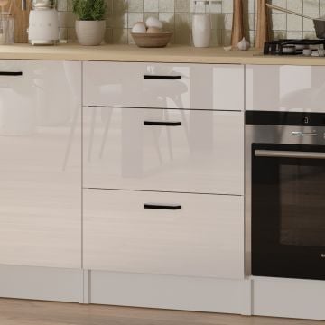 Keukenkast Bianco - 60x60x90cm - 3 lades - hoogglans wit