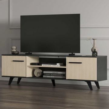 Tv-meubel Kent - 151x39x46cm - 2 deuren - eikdecor/antraciet