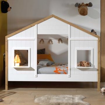 Bedhuisje Bambino 90x200 MDF en dennenhout  - wit