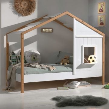Bedhuisje Bambino 90x200 MDF en dennenhout - wit