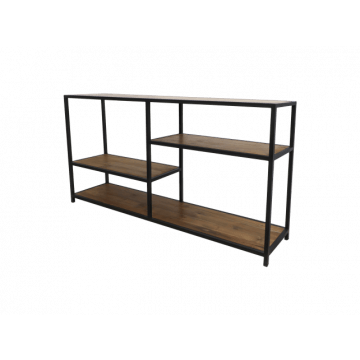 Bijzettafel Junction 150x35cm 3 legplanken - zwart/bruin