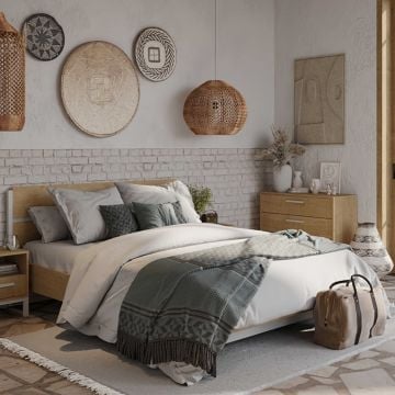 Bed Craig 140x190/200 cm-Hamilton eik/matzwart