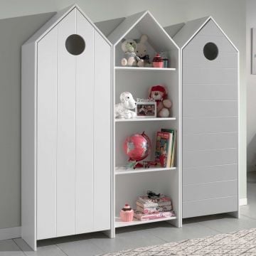 2 Kledingkasten + boekenkast Casami - wit/grijs