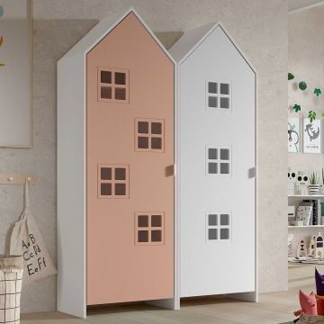 2-delige kledingkast Casami Bruges - 115x37x172 cm - roze/wit
