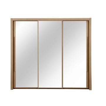 Kledingkast Cody 231cm met 3 schuifdeuren & spiegel - helvezia eik