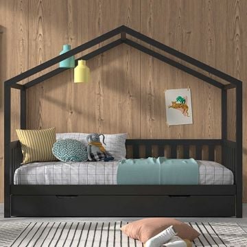 Bedhuisje Dallas 90x200 met bedlade - antraciet