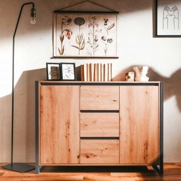 Commode Damon 120cm 2 deuren & 3 lades - eik/antraciet  