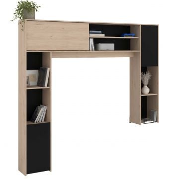 Wandkast Owen - 216x28x198cm - eikdecor/zwart