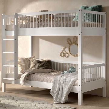 Stapelbed Forrest 90x200cm - massief beukenhout - wit