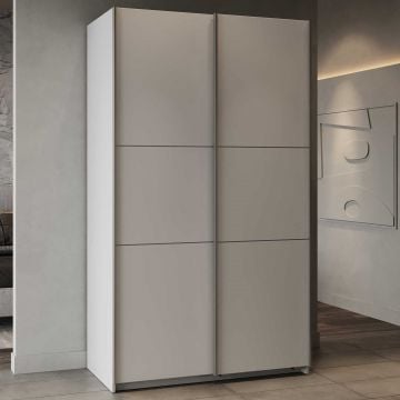 Garderobekast Spectre 116cm met schuifdeuren - mat wit