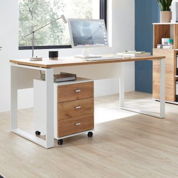 Bureau Lloris 158cm - wit/eik 
