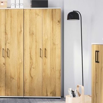Opbergkast Presley 80cm met 2 deuren - eik/wit
