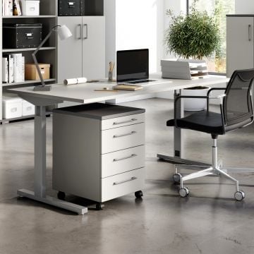 Bureau Presley 160cm mechanisch verstelbaar - lichtgrijs/zilver