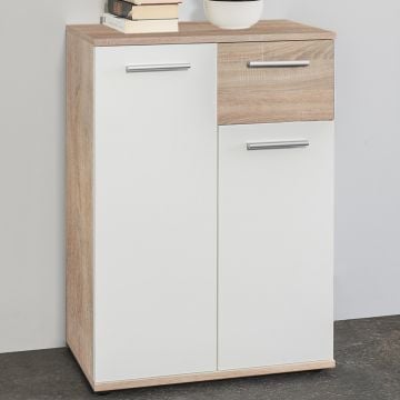Commode Jakob 60cm 2 deuren & 1 lade - sonoma eik/wit 
